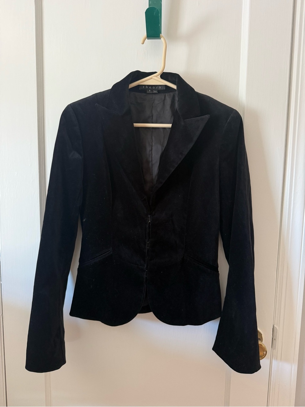 Theory Black Velvet Tailored Blazer